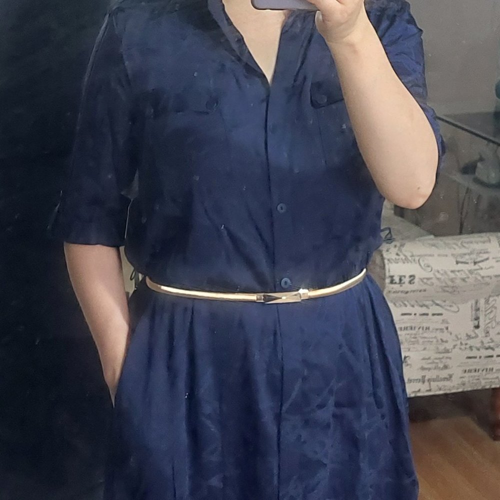 RYEGRASS Dress 3/4 Sleeve Long Dress MARITIME NAVY X SMALL COMFORTABLE SUMMER